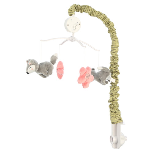 Little Love By Nojo Desert Flower - Fox And Flowers Pink And Grey Musical Mobile, Infant Nursery, Girl