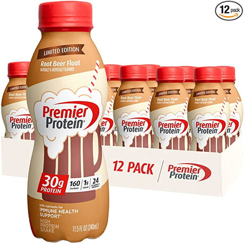 Premier Protein Shake, Root Beer Float, 30g Protein, 1g Sugar, 24 Vitamins & Minerals, Nutrients To Support Immune Health, 11.5 Fl Oz, 12 Pack
