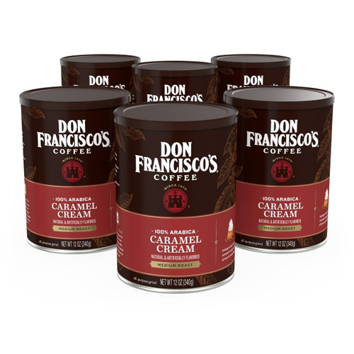 (6 Pack) Don Francisco's Coffee 100% Arabica Caramel Cream, Ground Coffee, Medium Roast, 12 Oz