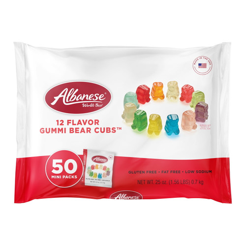Albanese Assorted 12 Flavor Gummi Cubs, 25 Oz, 50 Count