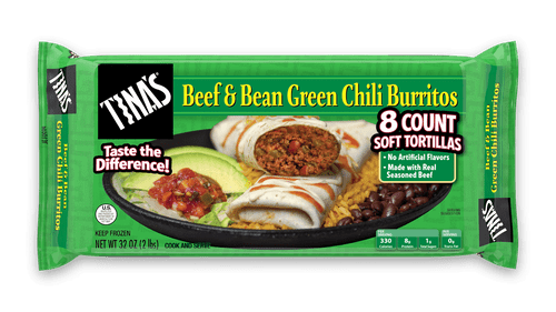 Tina's Beef Bean Green Chili 8ct Burritos