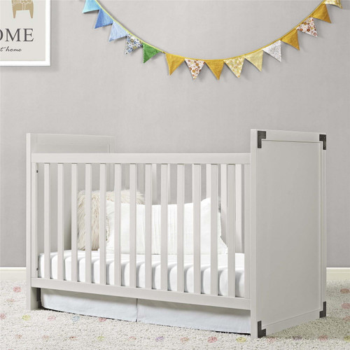 Baby Relax Miles 2-in-1 Convertible Crib For Nursery, Soft Gray