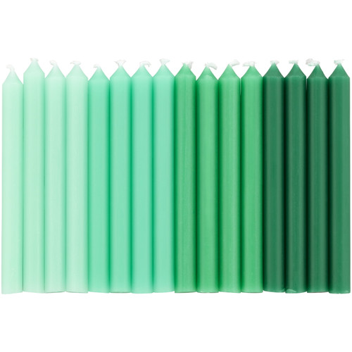 Wilton Light Green, Green And Dark Green Ombre Birthday Candles, 16-count