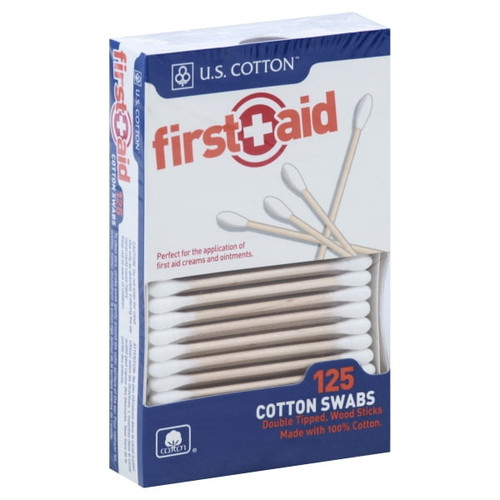 Us Cotton First Aid Cotton Swabs With Wood Sticks 125 Ea, 3-pack