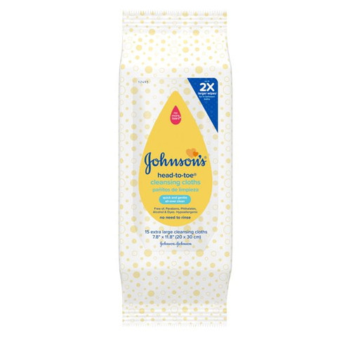 Johnson's Head-to-toe Baby Cleansing Cloths, Alcohol Free, 15 Ct (pack Of 3)