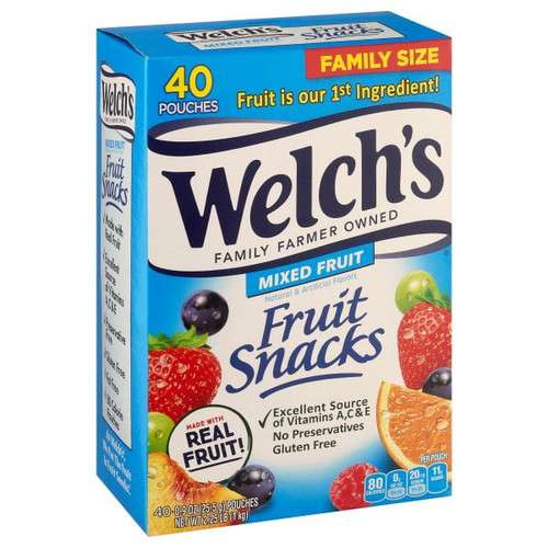 Welch's Mixed Fruit Snacks Family Size, 0.9 Oz, 40 Count