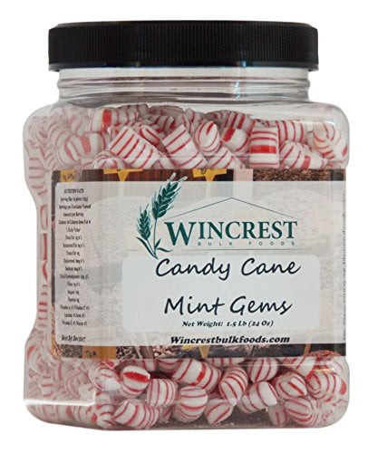 Candy Cane Mint Gems - 1.5 Lb Tub