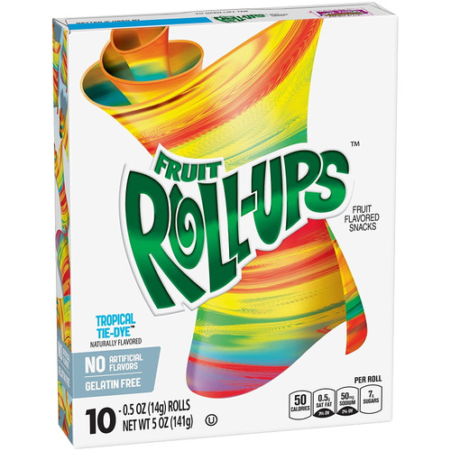 Betty Crocker Fruit Roll-ups Tropical Tye-dye 10 - 0.5 Oz Rolls