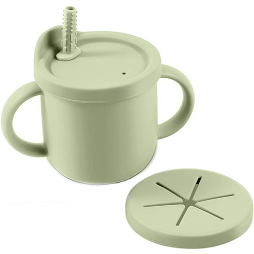 Baby Cartoon Kids Food Silicone Water Cup Solid Color Baby Snack Cup Portable Kids Snack Container With Lid Kids Cup