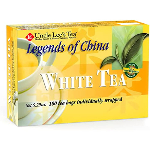 Uncle Lee’s Legends Of China White Tea, 100% Natural Premium White Tea Bags, Light & Delicate Flavor, Use For Hot Tea, Cold Brew Tea Or Iced Tea Beverages, 100 Tea Bags Per Box