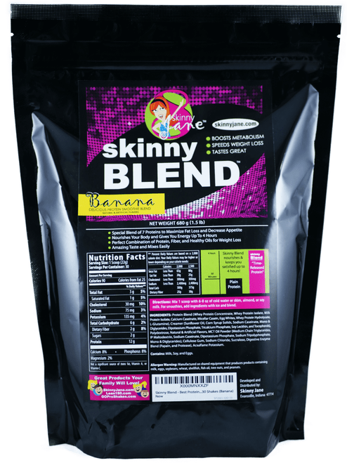 Skinny Jane Skinny Blend | Best Tasting Protein Shake | Smoothie Powder | Weight Loss | Meal Replacement | Low Carb Protein Shake | Diet Supplement | Appetite Suppressant | 30 Shakes (banana)