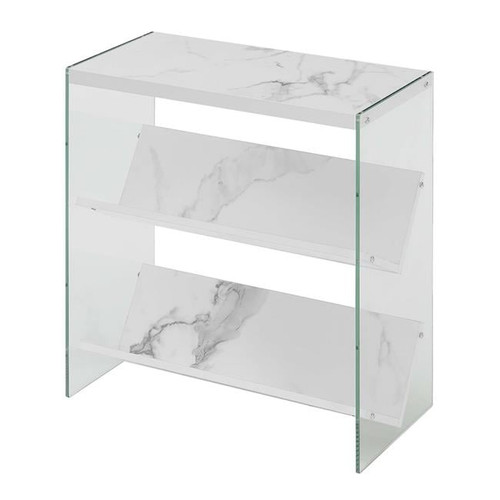 Convenience Concepts 131559wm Soho Bookcase, White Faux Marble & Glass - 24.25 X 12 X 27.75 In.