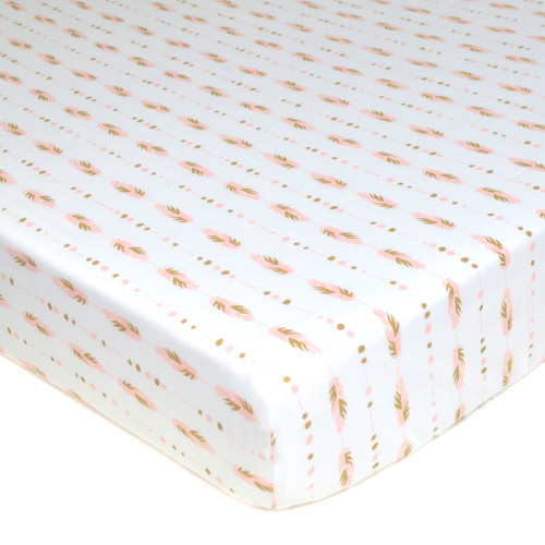 American Baby Company Classic White, Pink, Gold, Multi-color Cotton Fitted Sheets, Toddler Bed