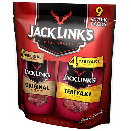 Jack Link’s Beef Jerky Variety Pack Includes Original And Teriyaki Beef Jerky, 13g Of Protein Per Serving, 94 Percent Fat Free, No Added Msg, (9 Count Of 1.25 Oz Bags) 11.25 Oz