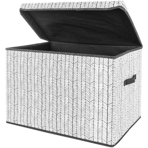 Sammy & Lou Herringbone Gray And White Felt Toy Box