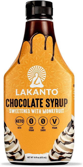 Lakanto Sugar Free Chocolate Syrup - Sweetened With Monk Fruit Sweetener, Zero Net Carbs, Keto Diet Friendly, Vegan, Perfect Topping For Ice Cream, Snacks, Chocolate Milk, Desserts (16 Fl Oz)