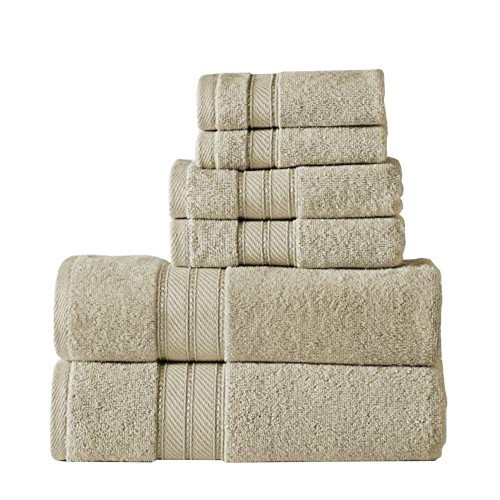 Bergamo 6 Piece Spun Loft Towel Set With Twill Weaving The Urban Port, Cream