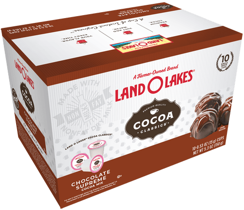 Land O Lakes Cocoa Classics, Chocolate Supreme Hot Cocoa Mix Single Serve Cups, .53 Oz, 10 Ct