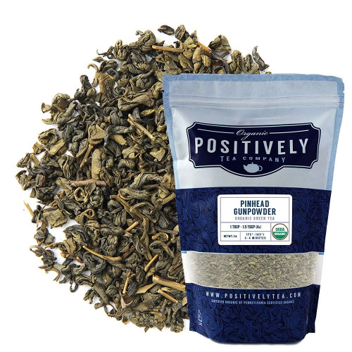 Positively Tea's Organic Pinhead Gunpowder, Green Tea, Loose Leaf, 1 Pound Bag