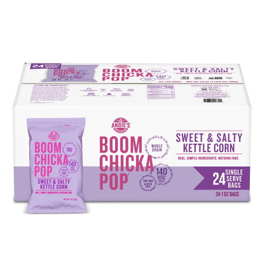 Angie's Boomchickapop Kettle Corn Popcorn, 24 Ct (1 Oz. Bags)
