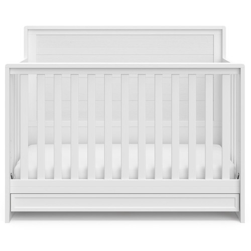 Storkcraft Luna 5-in-1 Convertible Baby Crib With Drawer, White
