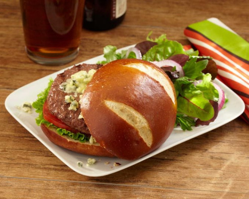 Gonnella Baking Pretzel Sliced Hamburger Bun, 3 Ounce - 42 Per Case.