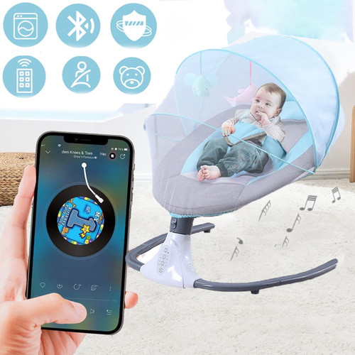 Jonster Baby Swing, Electric Auto Swing Chair With 4 Gears & Time Set & Music, Newborn & Up, Blue