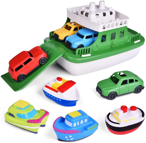 Fun Little Toys Ferry Boat With Mini Cars Bathtub Toy Boat Vehicle Playset (8 Pieces)