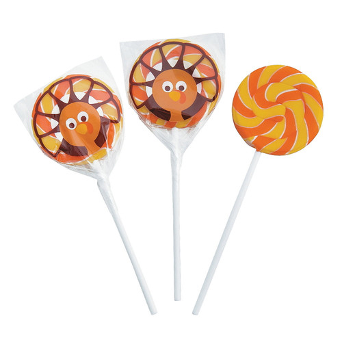 Turkey Character Lollipops, Edibles, Thanksgiving, 12 Pieces