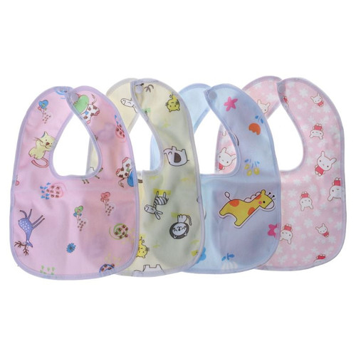 Estone Baby Bib Waterproof Cartoon Cute Buckle Bandana Burp Saliva Towel Boys Girls Feeding Apron Bib Infant Children Supplies