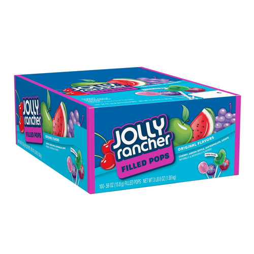 Jolly Rancher, Assorted Fruit Flavored Filled Pops, 0.56 Oz, Bulk Box (100 Pieces)