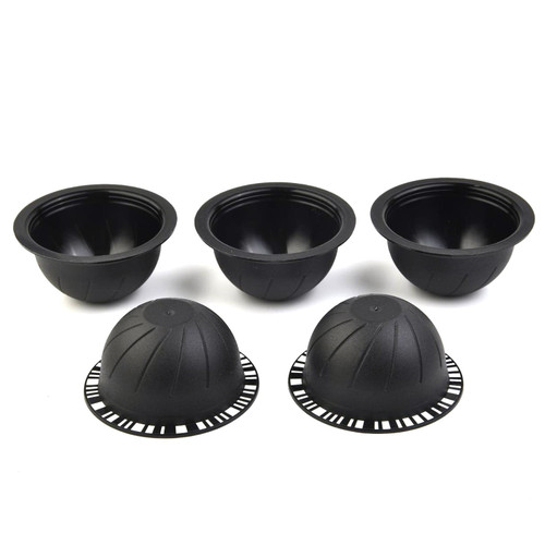 5pcs/set Reusable Refillable Coffee Capsules For Nespresso Vertuo Aluminum Tool,black