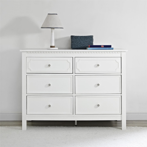 Baby Relax Rivers 6 Drawer Dresser, Nursery Furniture, White