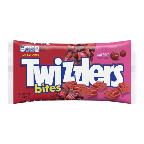 Twizzlers, Bites Cherry Flavored Chewy Candy, Low Fat, 16 Oz, Bag