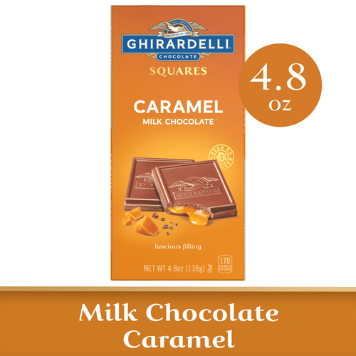 Ghirardelli Milk Chocolate Squares Bar With Caramel Filling, Holiday Chocolate, 4.8 Oz Bar