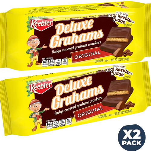 Keebler, Fudge Shoppe Deluxe Grahams Cookies, 12.5 Oz Pack Of 2 Crispy Graham Cracker Cookies