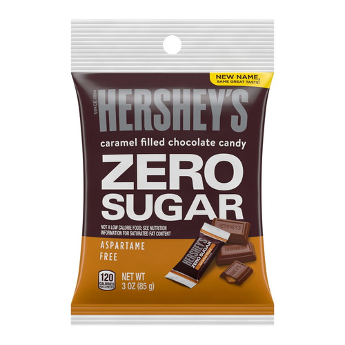 Hershey's Sugar Free Caramel Filled Chocolate Candy Bars, 3 Oz Bag