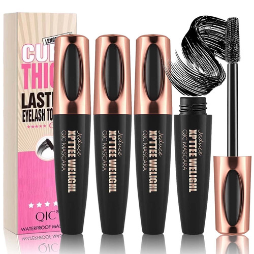 3 Pcs 4d Silk Fiber Lash Mascara Black Volume And Length Extension Mascara, Lengthening Volumizing Waterproof & Smudge-proof Mascara, Natural Thicker Mascara,long-lasting No Flaking