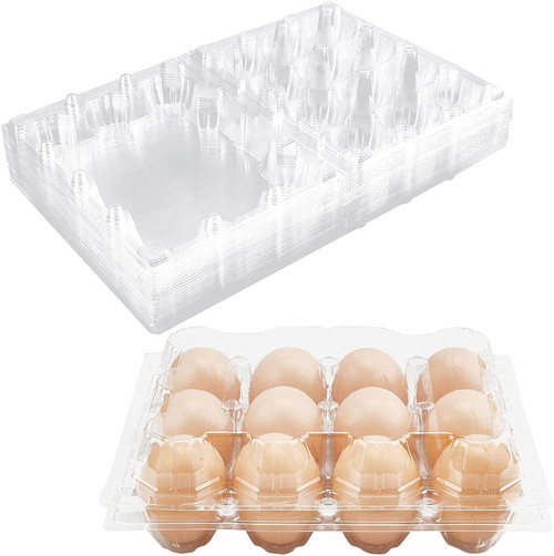Heytea 24 Pack Plastic Egg Cartons Bulk Empty Clear Chicken Egg Tray Holder For Family Pasture Chicken Farm Business Market - Hold 1 Dozen Eggs Securely - 7.8 × 5.9 × 2.5× Inches