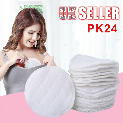 24pcs Organic Plain Reusable Breast Pads Nursing Washable Pad