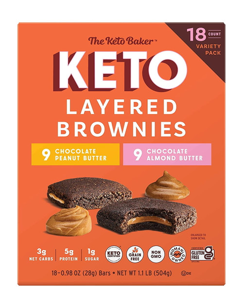 The Keto Baker Keto Layered Brownies Variety Pack, 0.98 Ounce (pack Of 18)