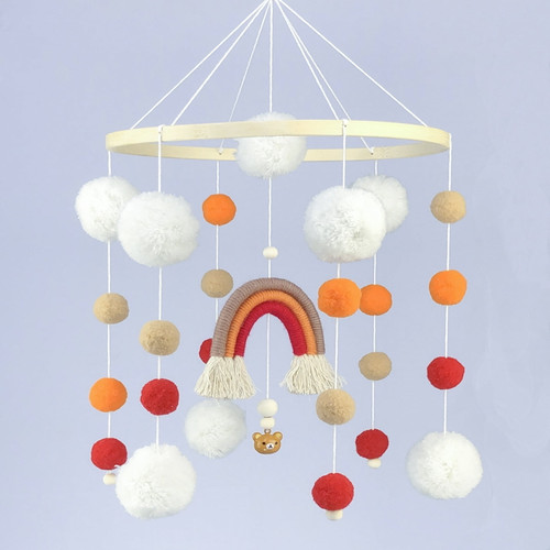 Faci Baby Wind Chimes Wooden Bed Bell Felt Mobile Ball Hanging Toys Baby Mobiles Musical Mobile For Boy Girl (rainbow)