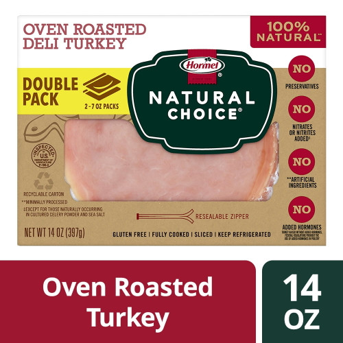 Hormel Natural Choice Sliced Oven Roasted Deli Turkey Lunch Meat, 14 Oz