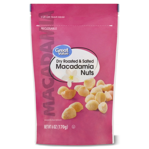 Great Value Dry Roasted & Salted Macadamia Nuts, 6 Oz