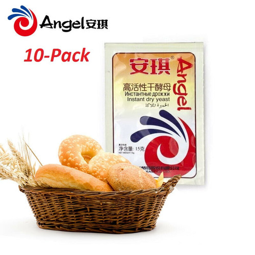 Angel Instant Dry Yeast For Bread Making, 10 Pack High Glucose Tolerance Active Yeasts, Gold Bakery Ingredients Kitchen Baking Supplies
