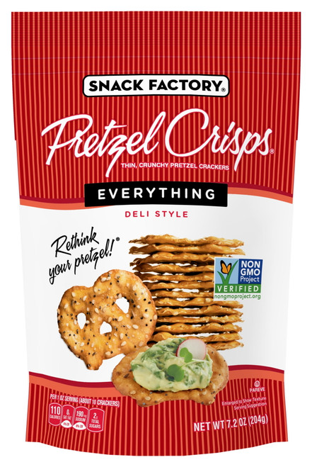 Snack Factory Pretzel Crisps, Everything, 7.2 Oz Bag
