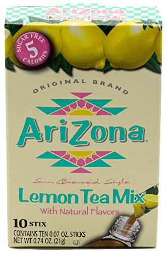 Arizona Lemon Iced Tea Stix Sugar-free, 10 Count Box (pack Of 1), Low Calorie Single Serving Drink Powder Packets, Just Add Water For A Deliciously Refreshing Iced Tea Beverage