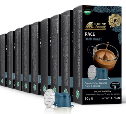 Equine Nespresso Pods For Original Line, Dark Roast #9 Organic 100ct