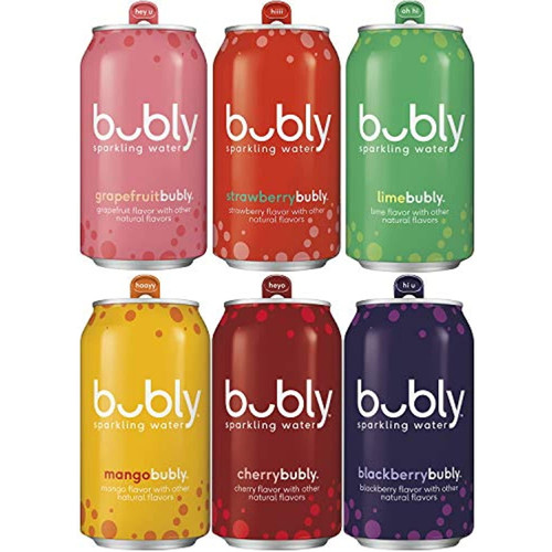 Bubly Sparkling Water, 6 Flavor Variety Pack, 12 Fl Oz Cans (18 Pack), Zero Calories & Zero Sugar