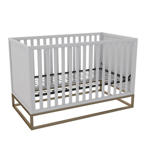 Little Seeds Da8028879ls 35.5 X 30 X 54 In. Haven 3-in-1 Convertible Wood Crib With Metal Base - Dove Gray & Gold Base